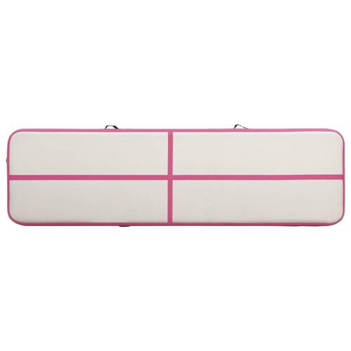 Oppustelig gymnastikmåtte med pumpe 700x100x20 cm PVC lyserød