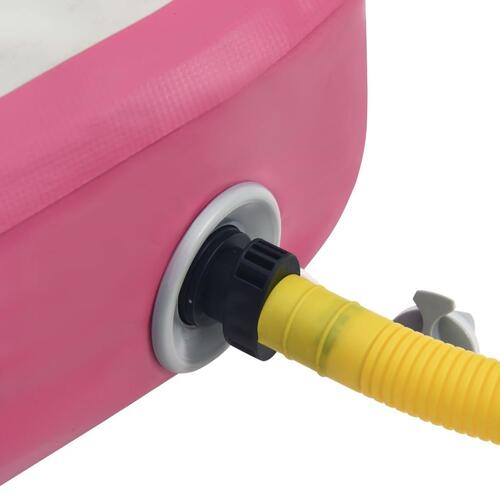Oppustelig gymnastikmåtte med pumpe 700x100x20 cm PVC lyserød