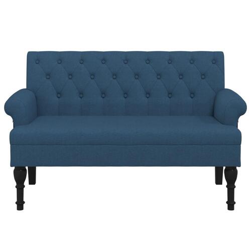 Bænk med ryglæn 120x62x75,5 cm stof blå