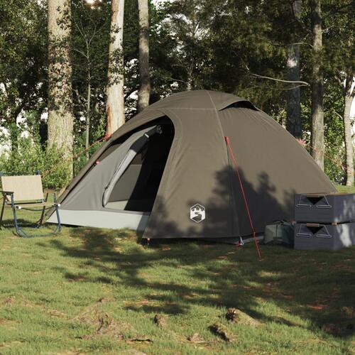 4-personers campingtelt vandafvisende kuppel brun