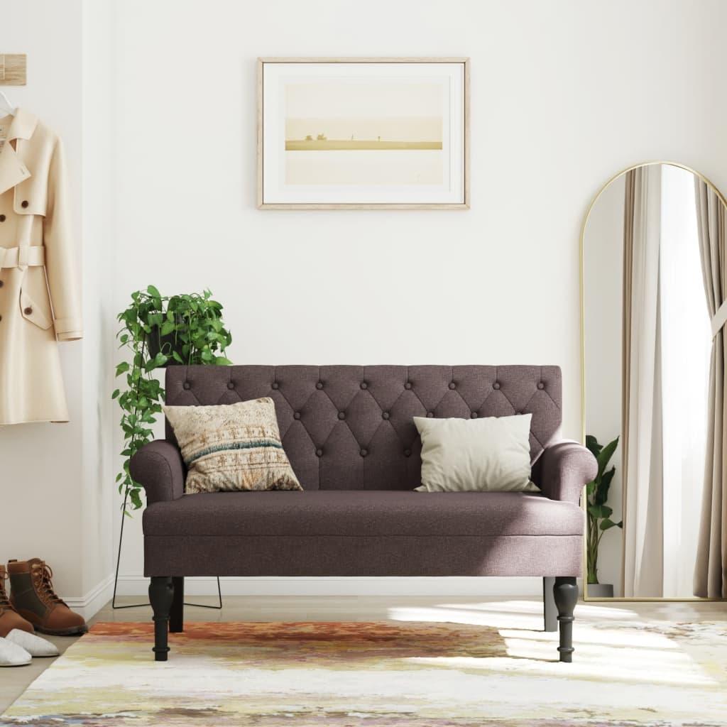 Bænk med ryglæn 120x62x75,5 cm stof mørkebrun