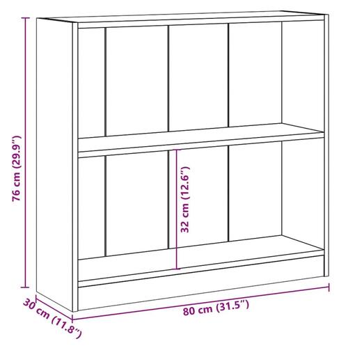 Bogreol 80x24x75 cm konstrueret træ hvid