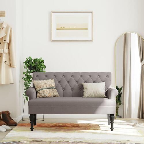 Bænk med ryglæn 120x62x75,5 cm stof gråbrun