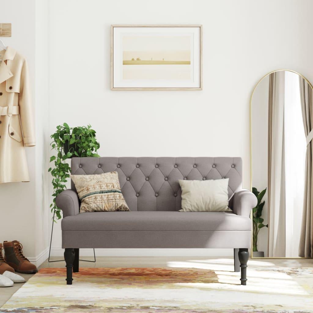 Bænk med ryglæn 120x62x75,5 cm stof gråbrun