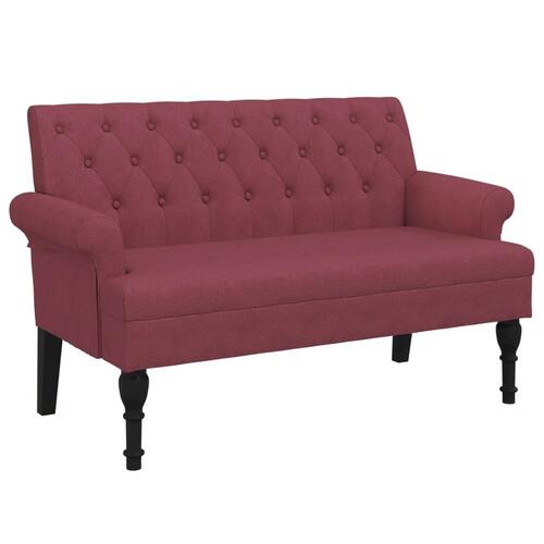 Bænk med ryglæn 120x62x75,5 cm stof vinrød