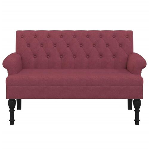 Bænk med ryglæn 120x62x75,5 cm stof vinrød