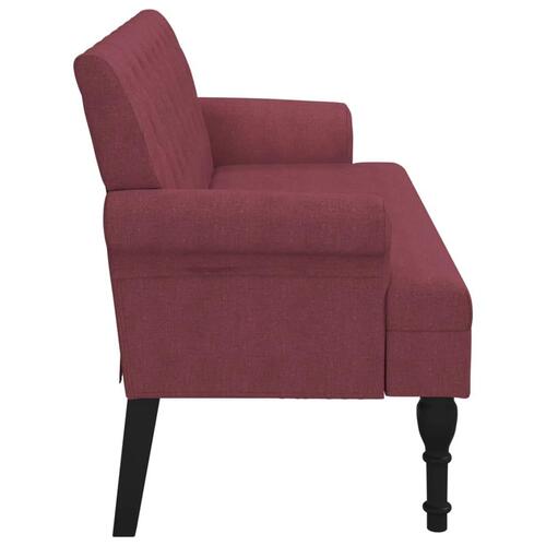 Bænk med ryglæn 120x62x75,5 cm stof vinrød