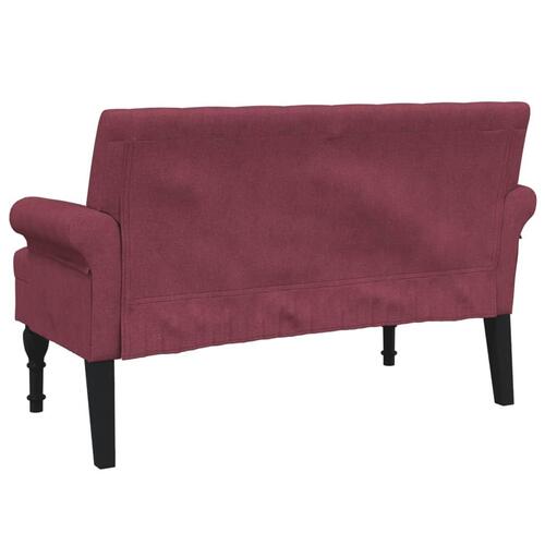 Bænk med ryglæn 120x62x75,5 cm stof vinrød