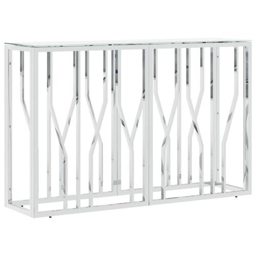 Konsolbord 110x30x70 cm rustfrit stål og glas sølvfarvet