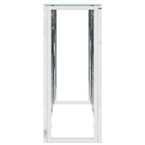 Konsolbord 110x30x70 cm rustfrit stål og glas sølvfarvet