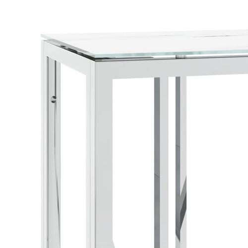 Konsolbord 110x30x70 cm rustfrit stål og glas sølvfarvet