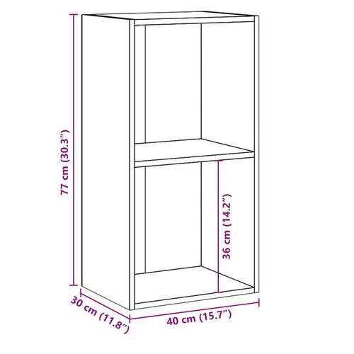 Bogreol med 2 hylder 40x30x76,5 cm konstrueret træ betongrå