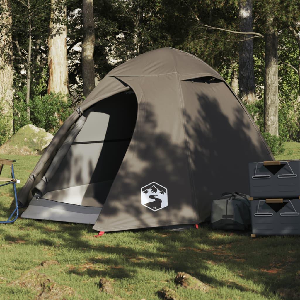 2-personers campingtelt vandafvisende kuppel brun
