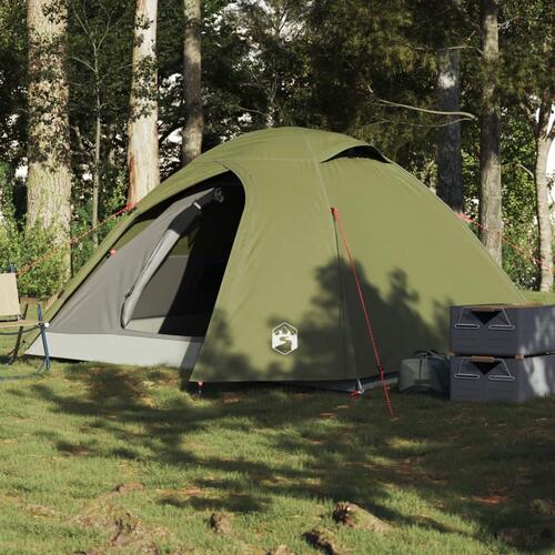 4-personers campingtelt vandafvisende kuppel olivengrøn
