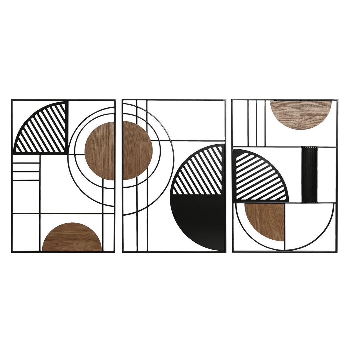 Vægdekoration - sort/natur, urban, 40 × 2 × 60 cm (sæt af 3)