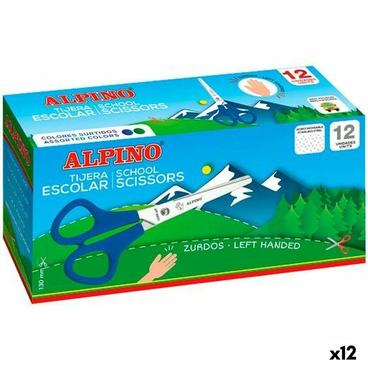 Alpino saks - rustfrit stål, venstrehånd, 12 stk., multifarvet