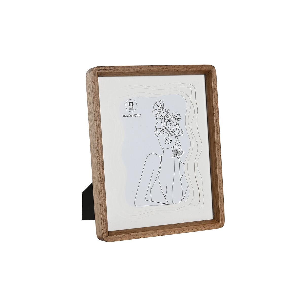 Fotoramme - hvid/brun akacie med krystal, 22 × 2,8 × 27 cm (billedstørrelse 15 × 20 cm)