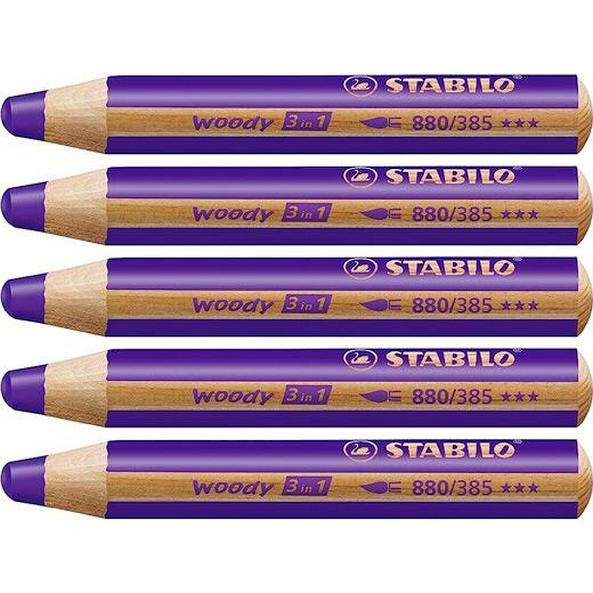 Stabilo Woody 3-i-1 farveblyanter - Violet (5 stk)