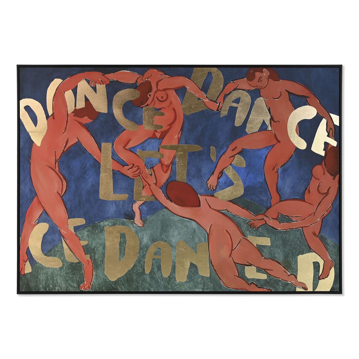 Lærredsmaleri - blå/grøn med gyldne detaljer, 140 × 100 cm