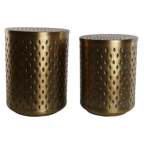 Sæt med 2 borde Home ESPRIT Gylden Metal 43 x 43 x 54 cm