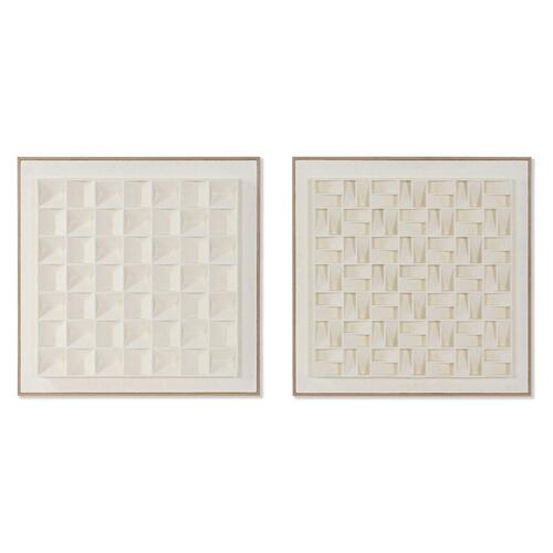 Maleri Home ESPRIT Beige Geometri Moderne 60 x 7 x 60 cm (2 enheder)