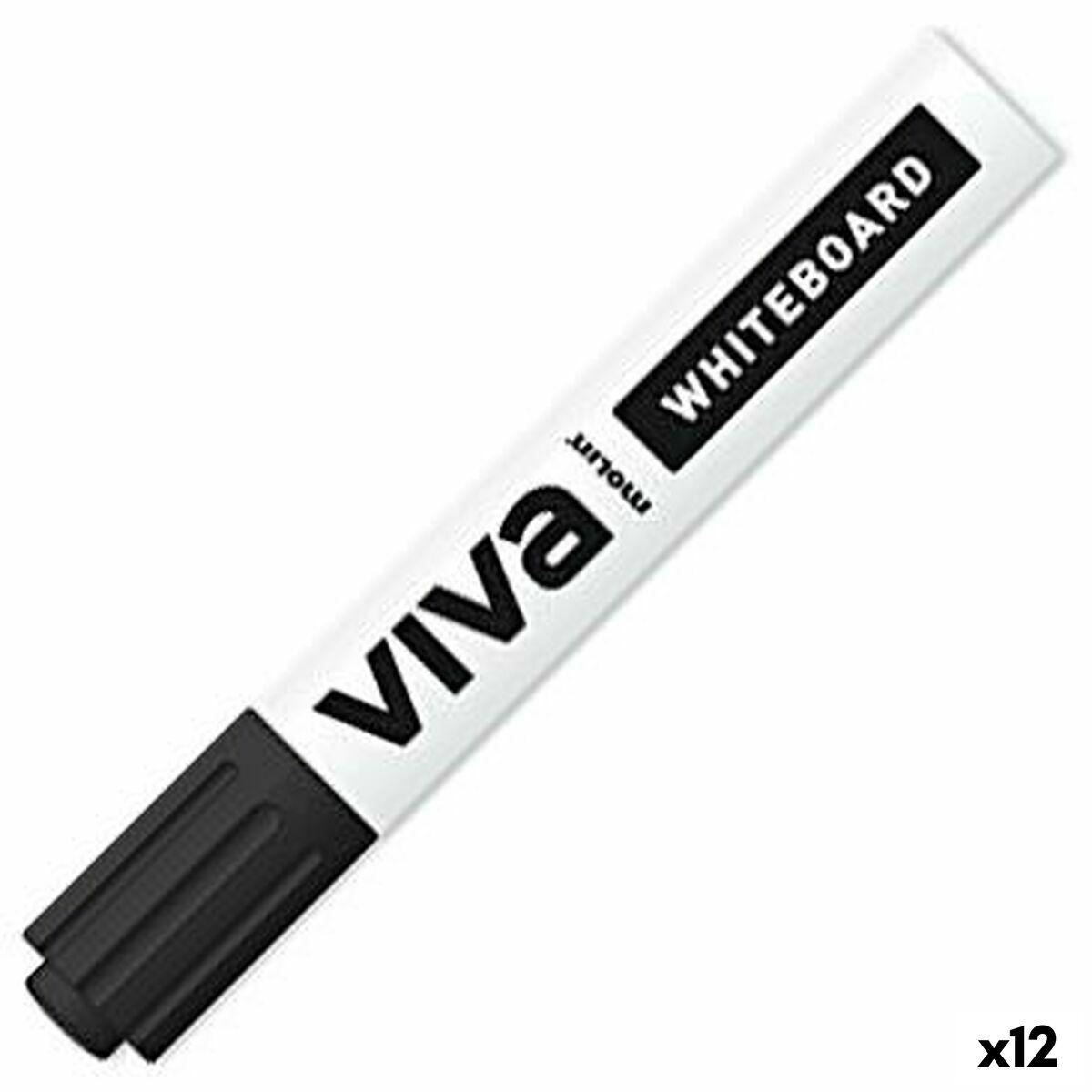 Molin Viva whiteboard-pen - sort, 12 stk.
