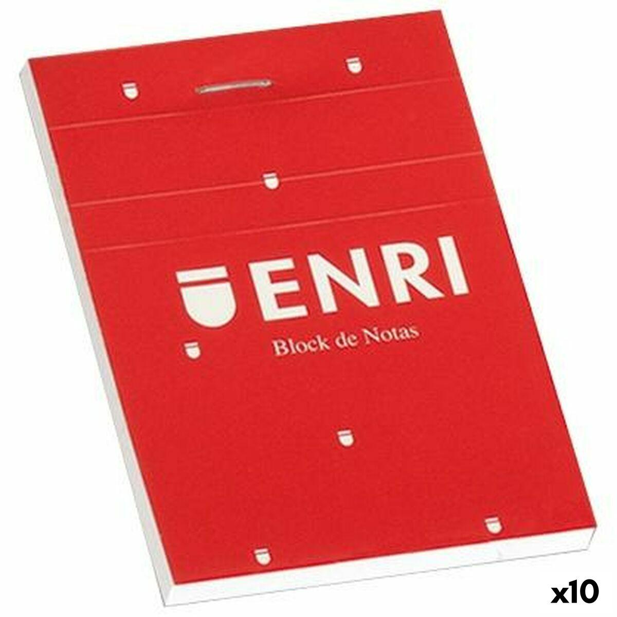 ENRI notesblok A7 rød - 80 ark, 10-pak