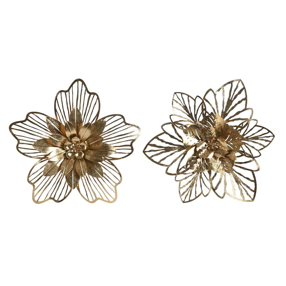 Vægdekoration - gylden moderne blomst, 51 × 6 × 51 cm, 2 stk.