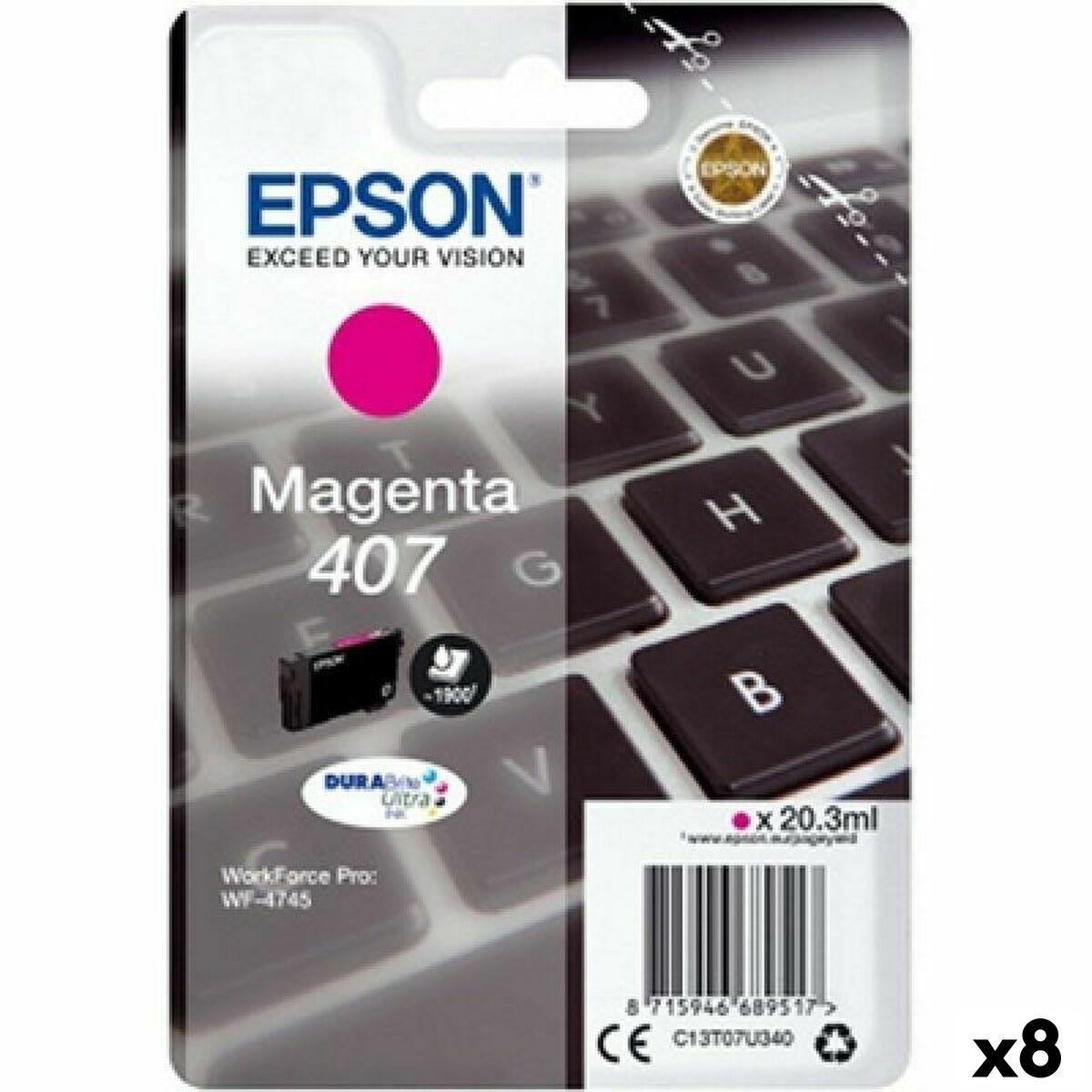 Epson 407 Magenta blækpatron - WorkForce Pro WF‑4745, 8 stk.