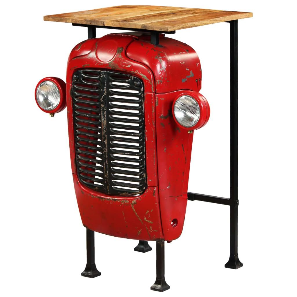 Traktor-barbord i massivt mangotræ rød 60 x 60 x 107 cm