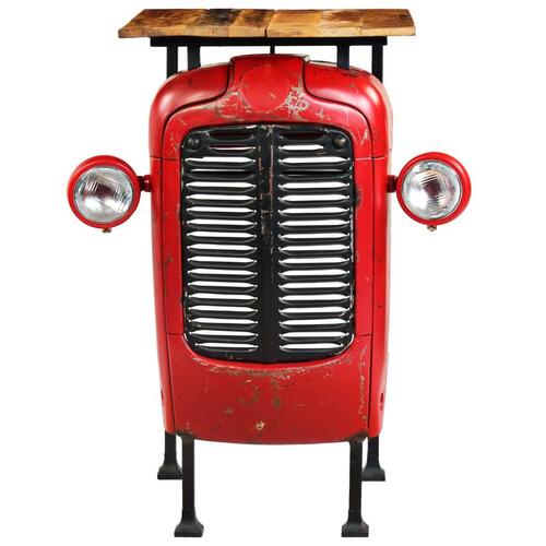 Traktor-barbord i massivt mangotræ rød 60 x 60 x 107 cm