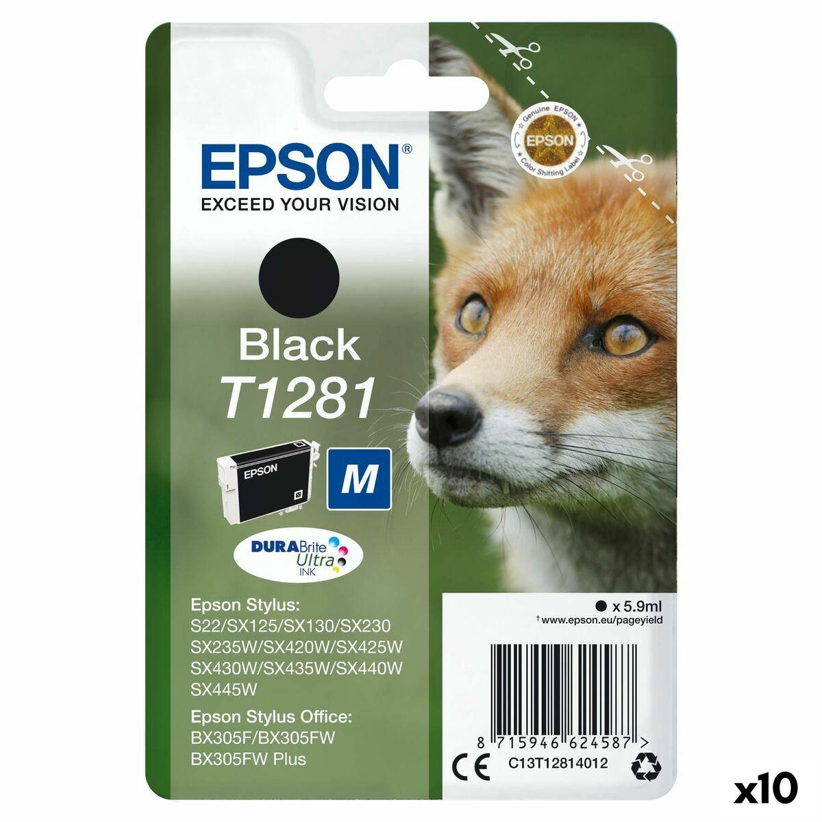 Epson T1281 sort blækpatron - original (10-pak) til Stylus/Office