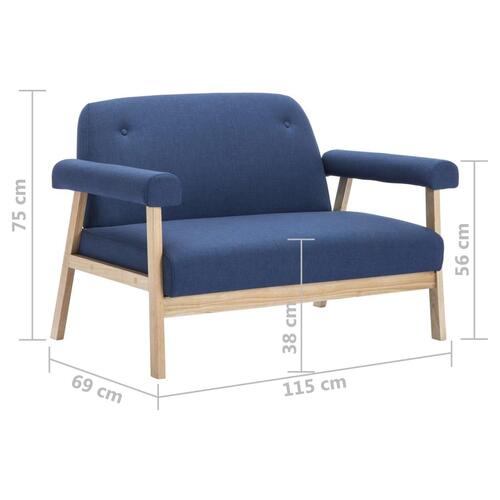 Topersoners sofa i stof blå