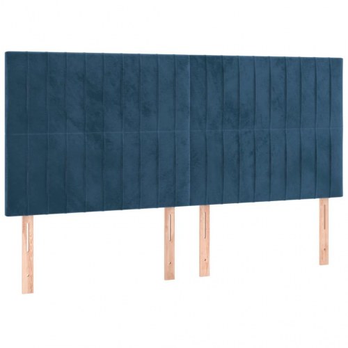 Kontinentalseng med madras 160x200 cm i fløjl - mørkeblå