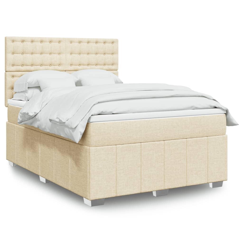 Kontinentalseng med madras 160x200 cm stof cremefarvet billede