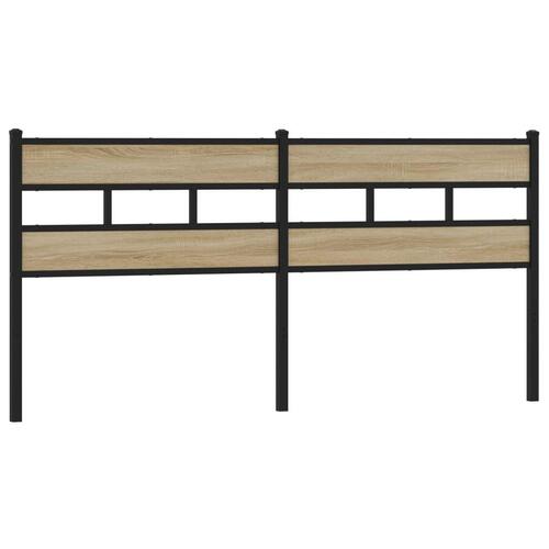 Sengegavl 193 cm jern og konstrueret træ sonoma-eg