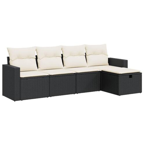 Sofasæt til haven 5 dele med hynder polyrattan sort