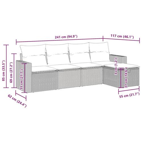 Sofasæt til haven 5 dele med hynder polyrattan sort
