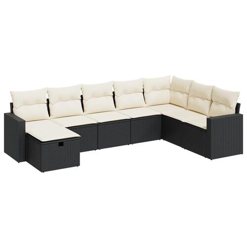 Sofasæt til haven 8 dele med hynder polyrattan sort