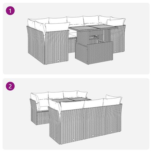 Sofasæt til haven 7 dele med hynder polyrattan sort