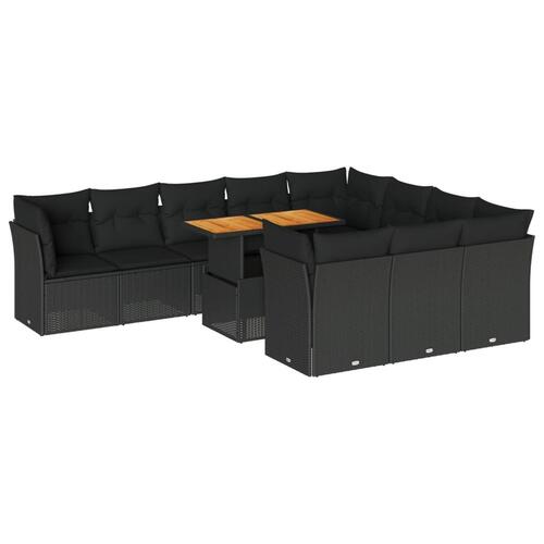 Sofasæt til haven 11 dele med hynder polyrattan sort