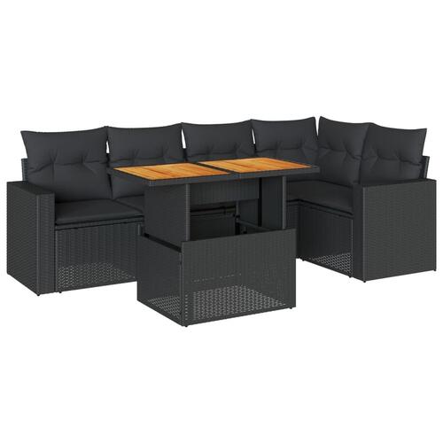 Sofasæt til haven 6 dele med hynder polyrattan sort