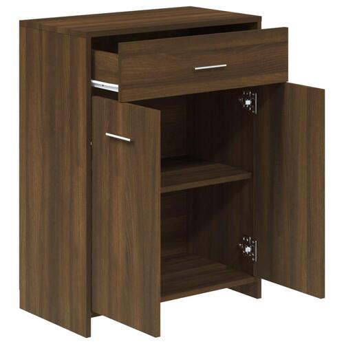 Badeværelsesskab 60x33x80 cm konstrueret træ brun egetræsfarve