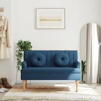 Bænk med hynder 113x64,5x75,5 cm stof blå