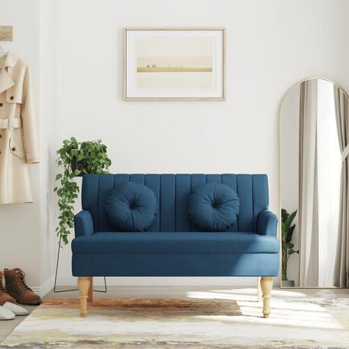 Bænk med hynder 113x64,5x75,5 cm stof blå
