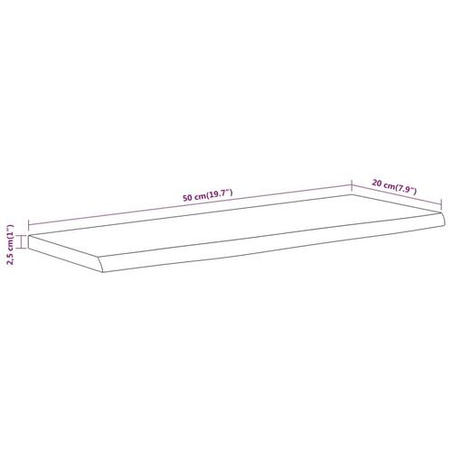 Væghylde 50x20x2,5 cm rektangulær massivt akacietræ
