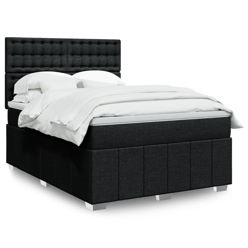 Kontinentalseng med madras og topmadras 160x200 cm - sort stof billede