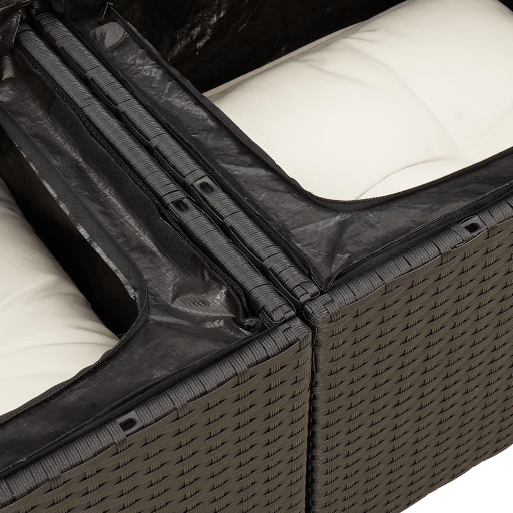 Sofasæt til haven 6 dele med hynder polyrattan sort