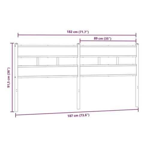 Sengegavl 180 cm jern og konstrueret træ sonoma-eg