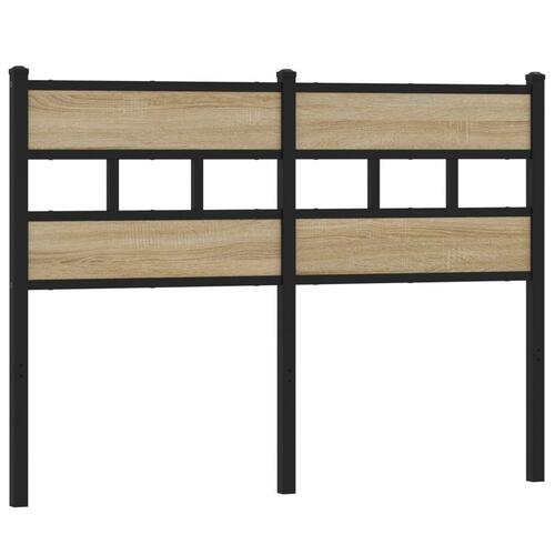 Sengegavl 120 cm jern og konstrueret træ sonoma-eg